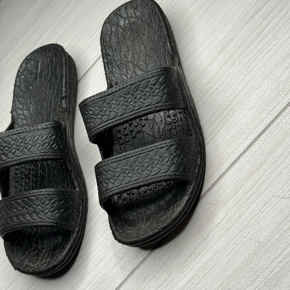 Mens Slides Sandals Double Strap Slip On Black Comfort Casual Summer Pool Shoe 6